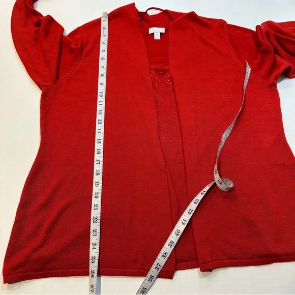 Charter Club Red Sweater Faux Twinset Rhinestone Accent, Size 3X - Picture 11 of 11